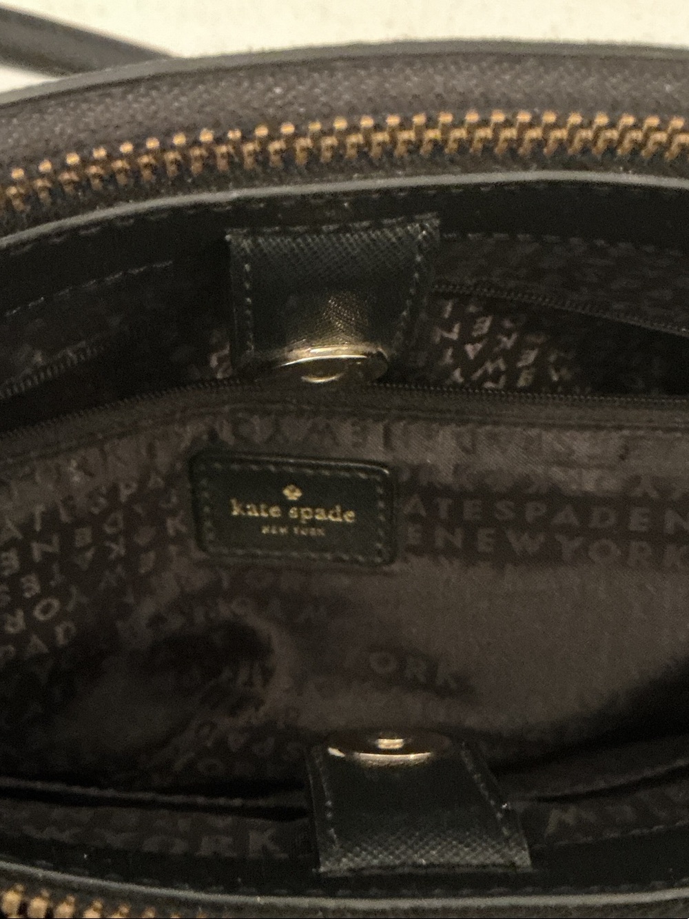 kate spade Black Leather Satchel with Gold Logo - Picture 3 of 9